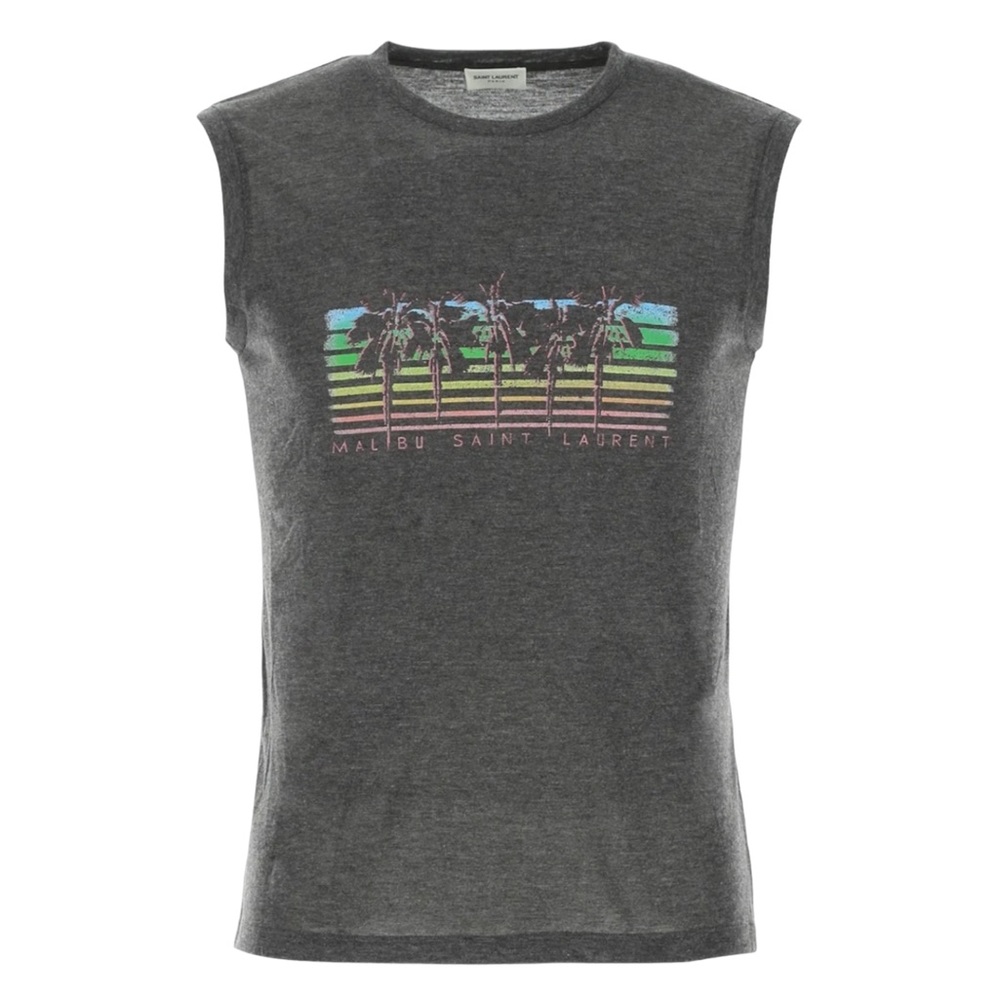 SAINT LAURENT Malibu Print Logo Tank Top